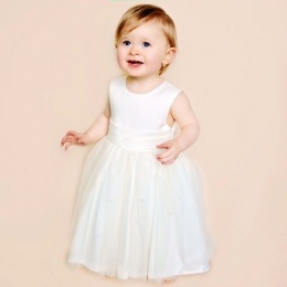 Baby Girls Ivory Diamante Organza Christening Dress